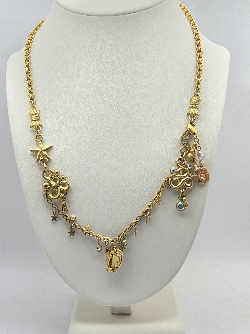 Kirks Folly Gold Tone Convertible Celestial Charm Necklace Statement Convertible